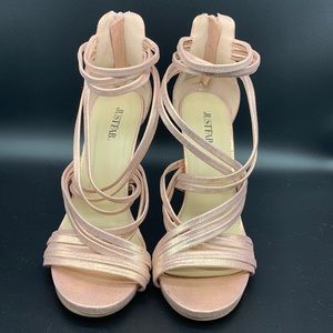 JustFab Party Pleaser Pink Strappy Hi heels. Sz 10